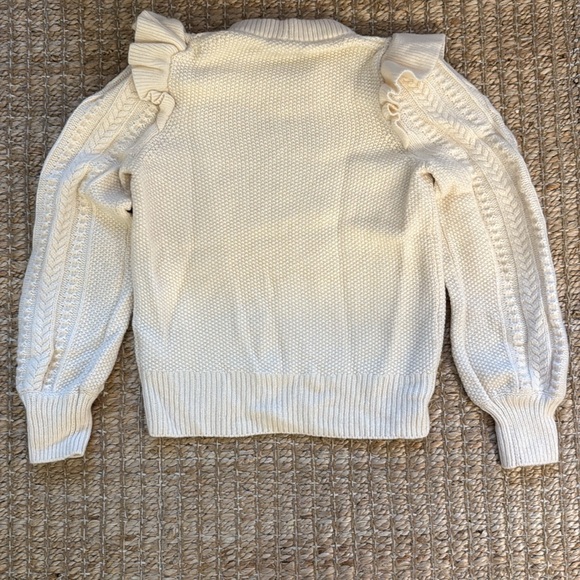 Madewell Hollydene Cream Cableknit Sweater with Shoulder Ruffles Small - Picture 6 of 6